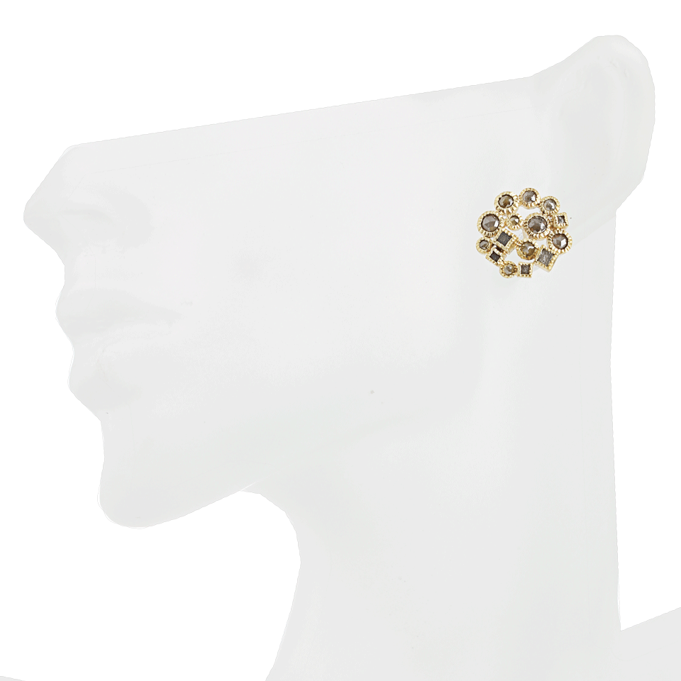 TODD REED-Natural Diamond and Raw Diamond Cube Earrings-YLW GOLD