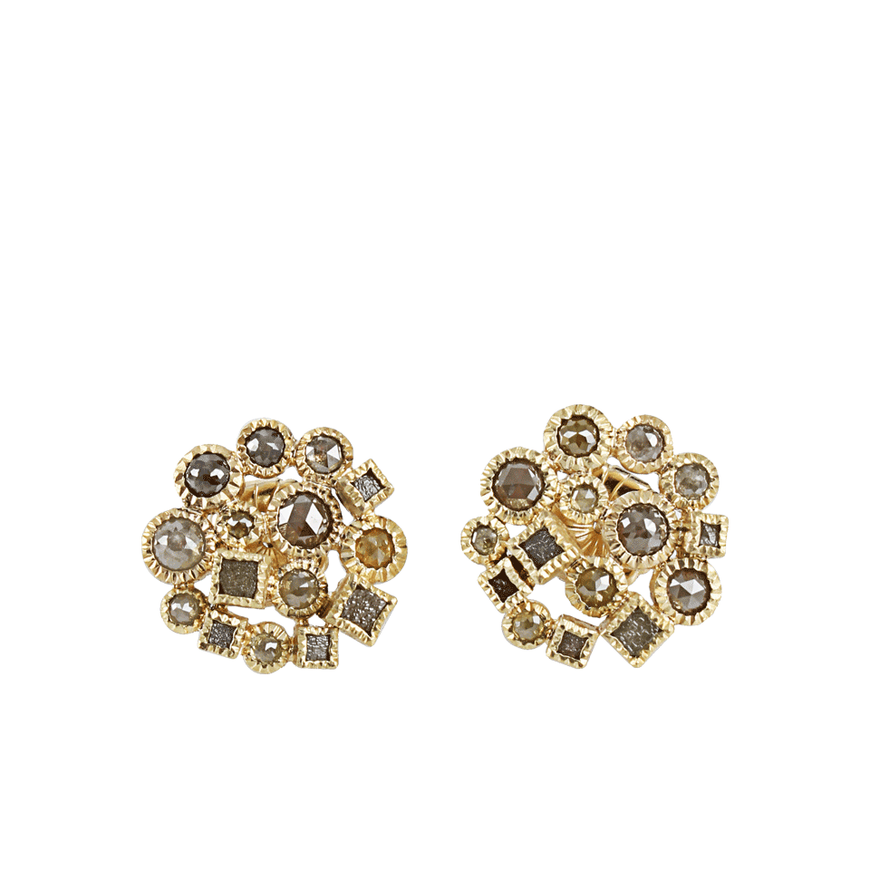 TODD REED-Natural Diamond and Raw Diamond Cube Earrings-YLW GOLD