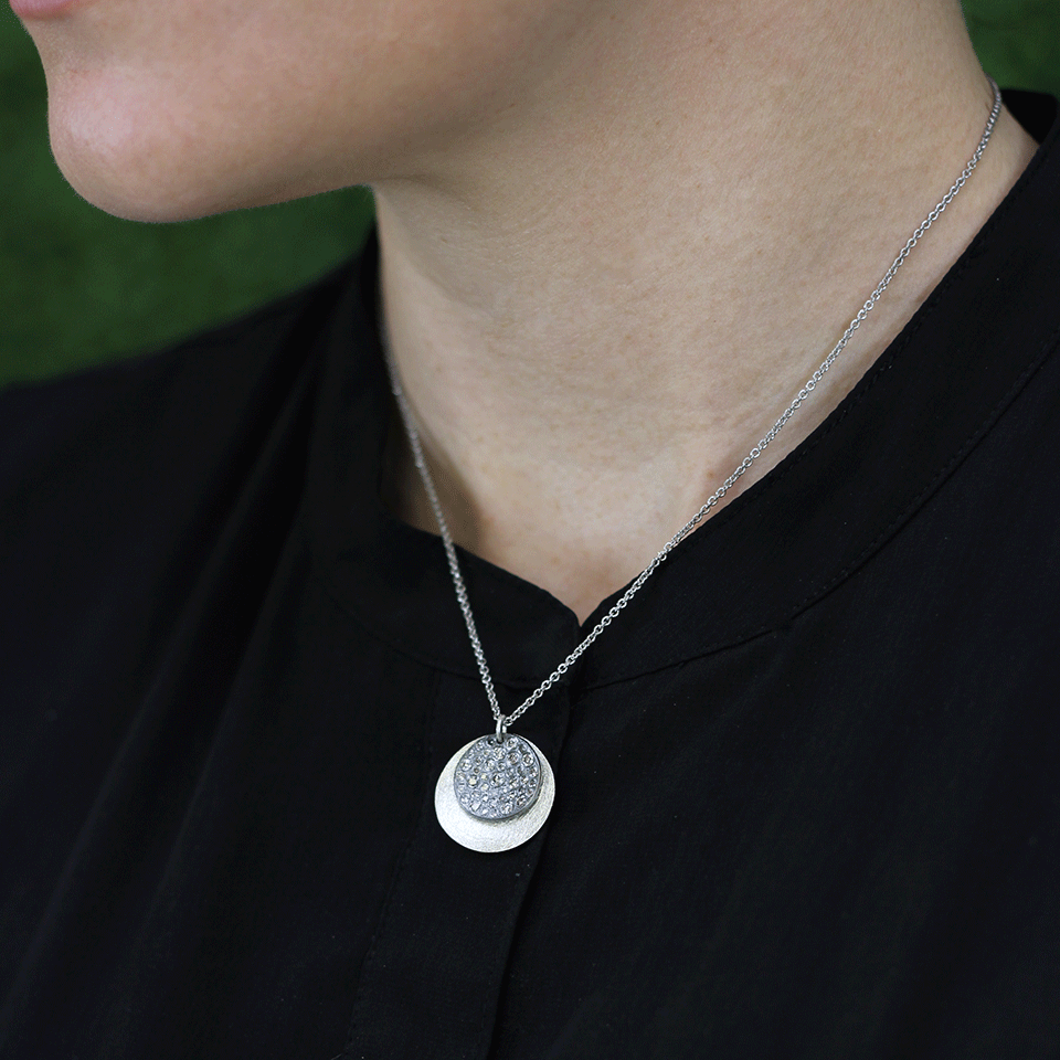TODD REED-Double Disc Diamond Necklace-SILVER