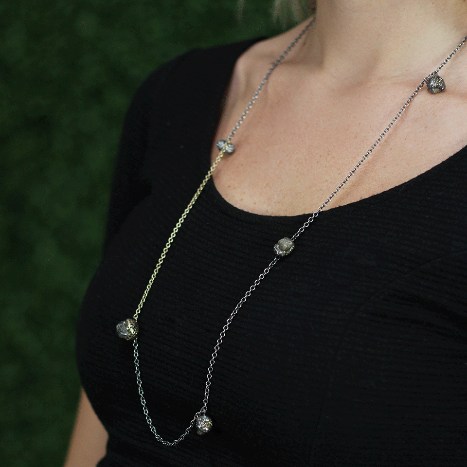 TODD REED-Raw Diamond Five Station Necklace-SILVER