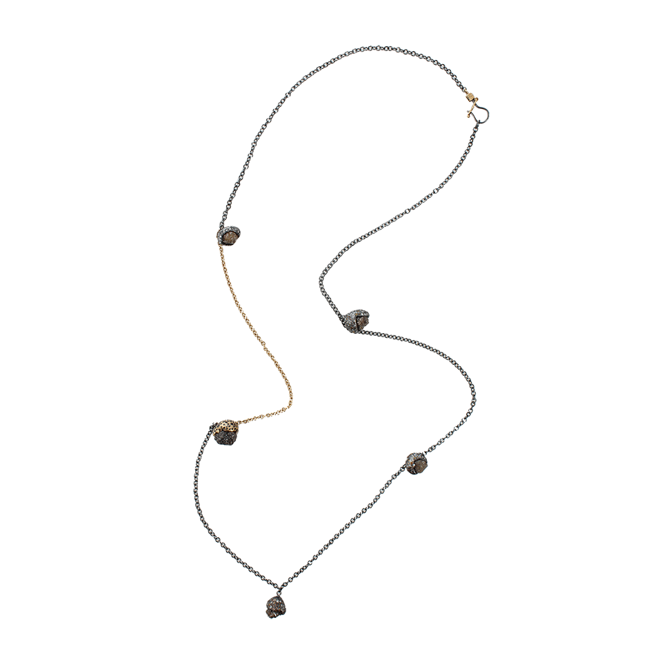 TODD REED-Raw Diamond Five Station Necklace-SILVER