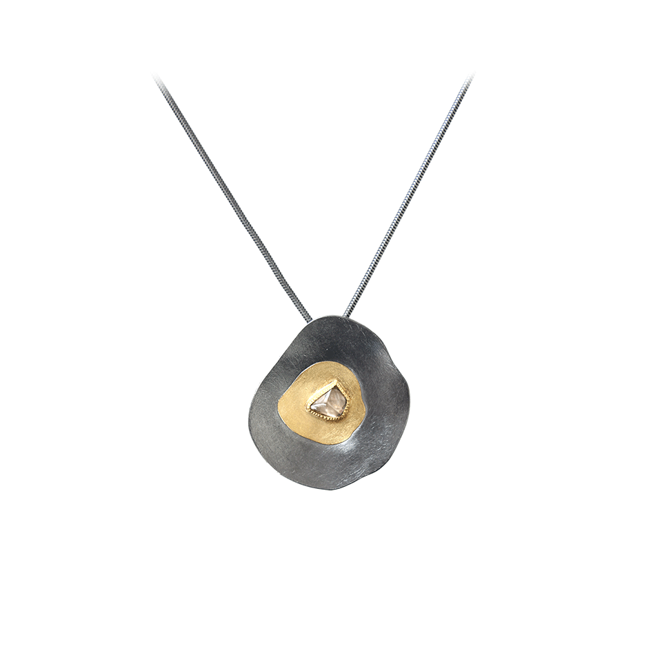 TODD REED-Raw Diamond Pendant Necklace-SILVER