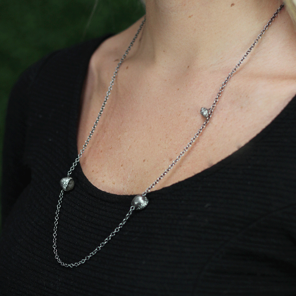 TODD REED-Raw Diamond Three Station Necklace-SILVER