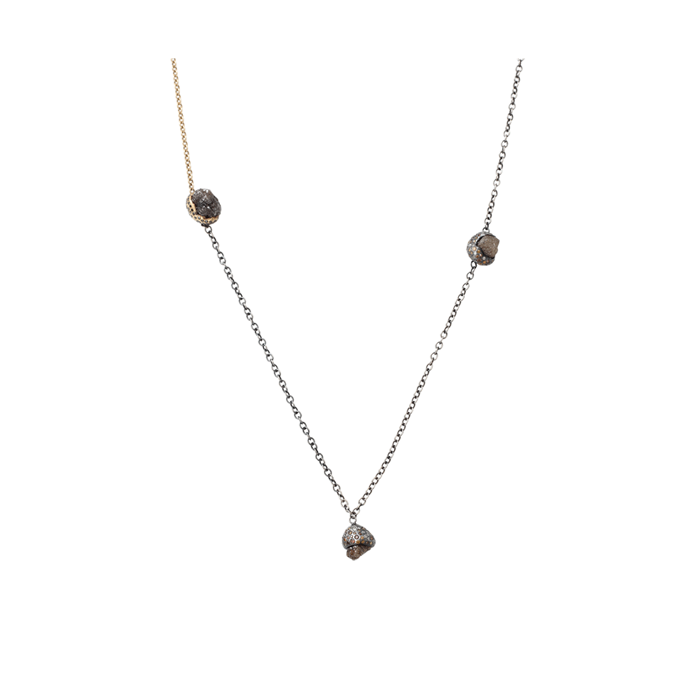 TODD REED-Raw Diamond Three Station Necklace-SILVER