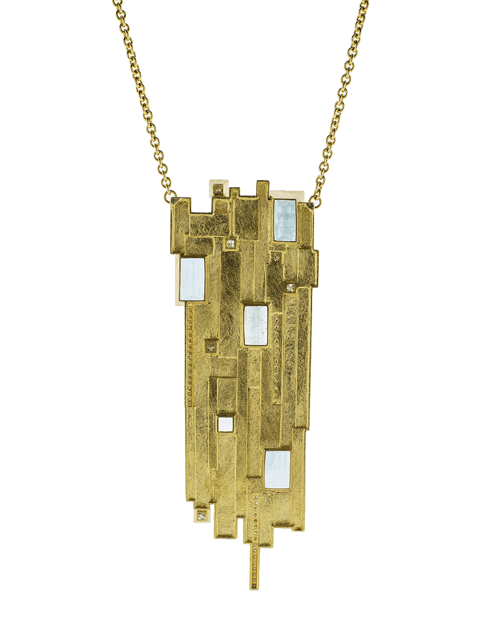 TODD REED-Aquamarine Pendant Necklace-YELLOW GOLD