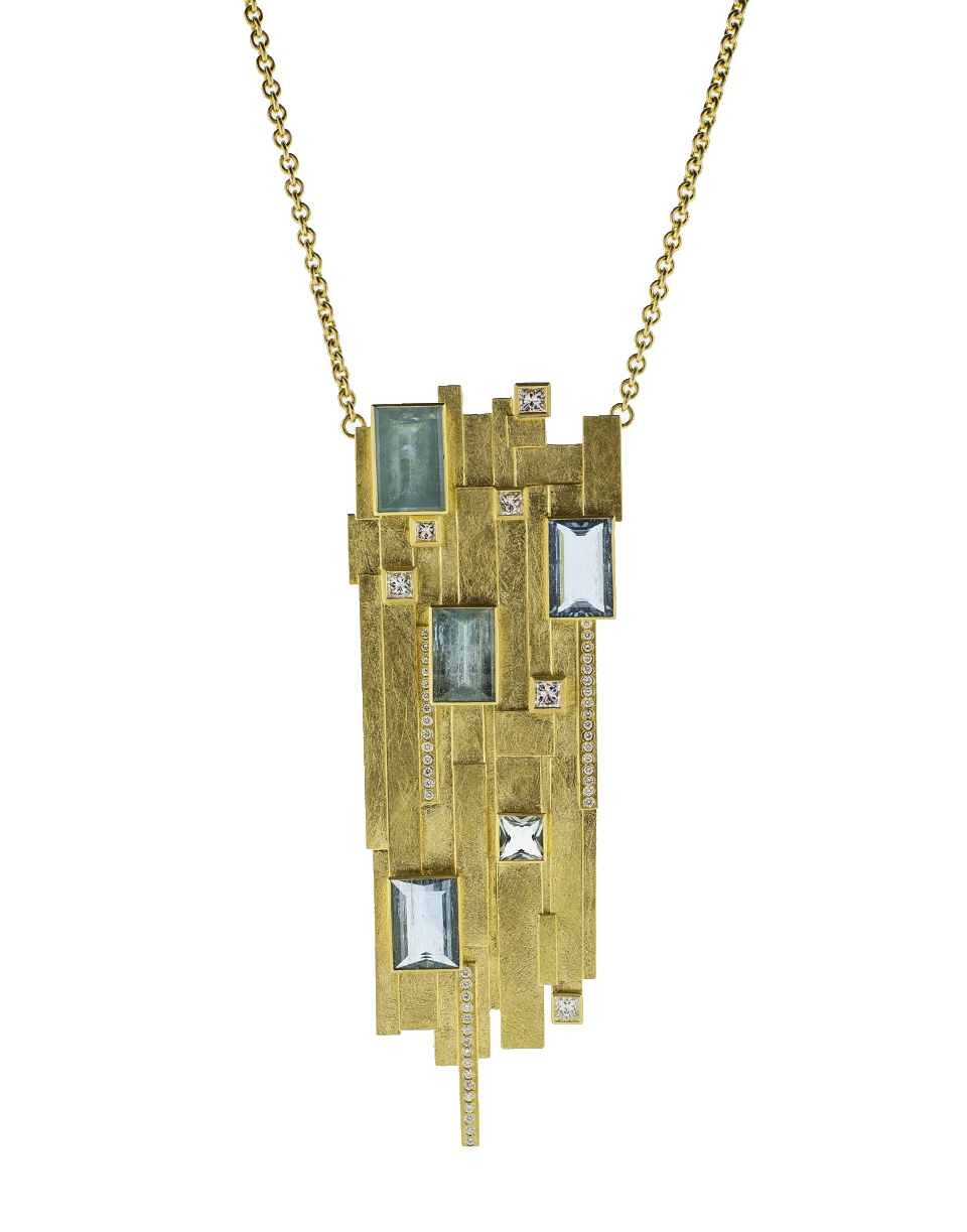 TODD REED-Aquamarine Pendant Necklace-YELLOW GOLD