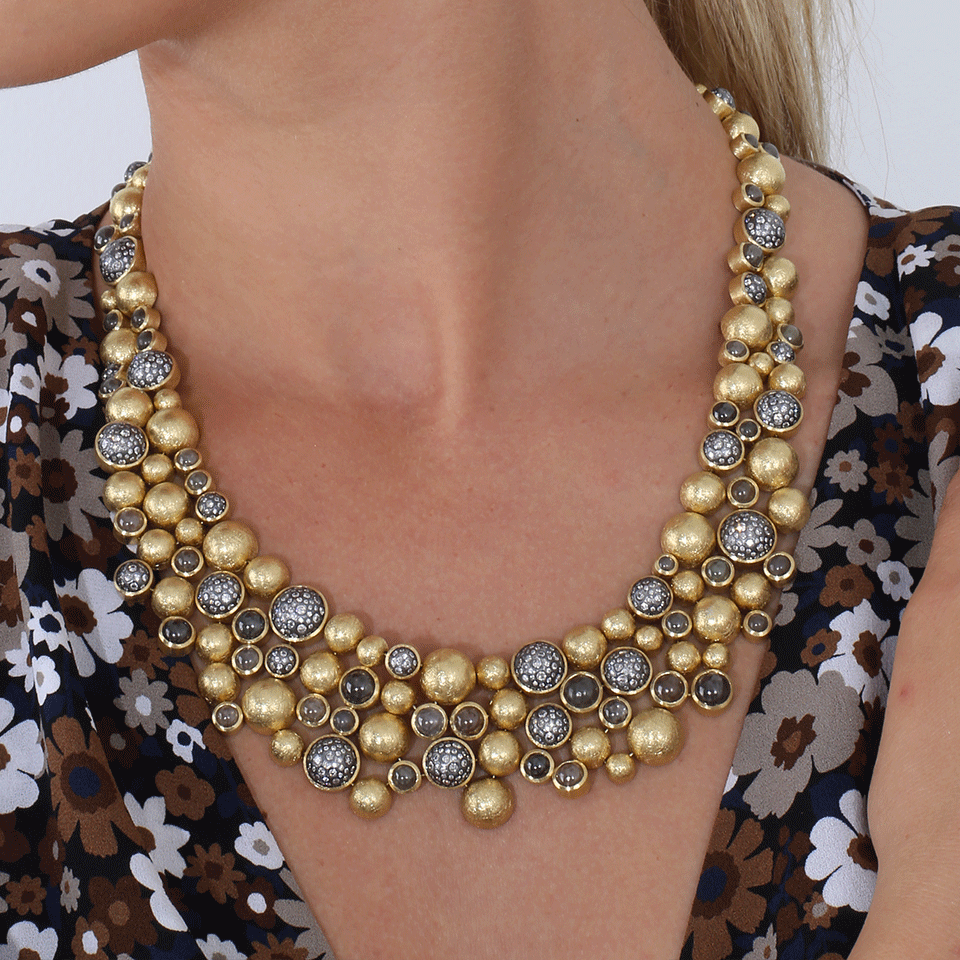 TODD REED-Cabochon Diamond Necklace-YELLOW GOLD