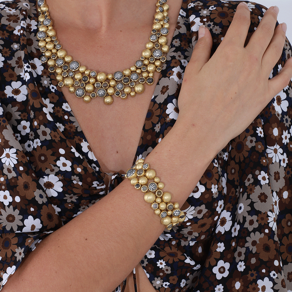 TODD REED-Cabochon Diamond Necklace-YELLOW GOLD