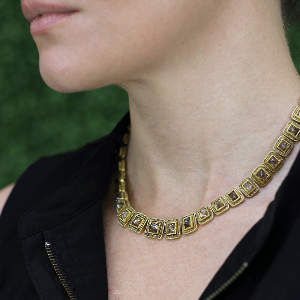 TODD REED-Diamond Octahedron Necklace-YELLOW GOLD