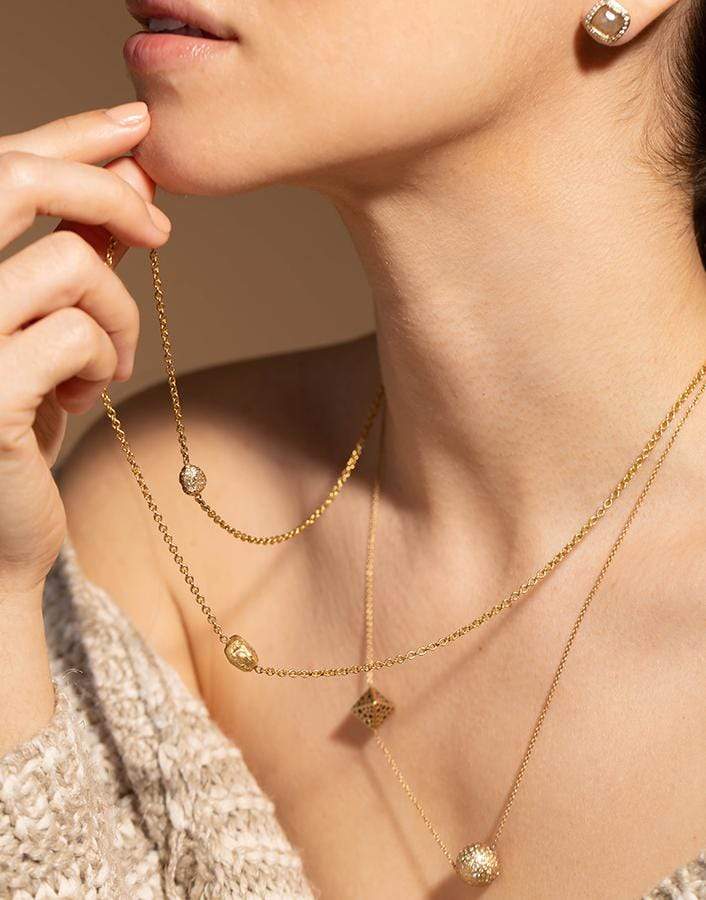 TODD REED-Diamond Station Necklace-YELLOW GOLD