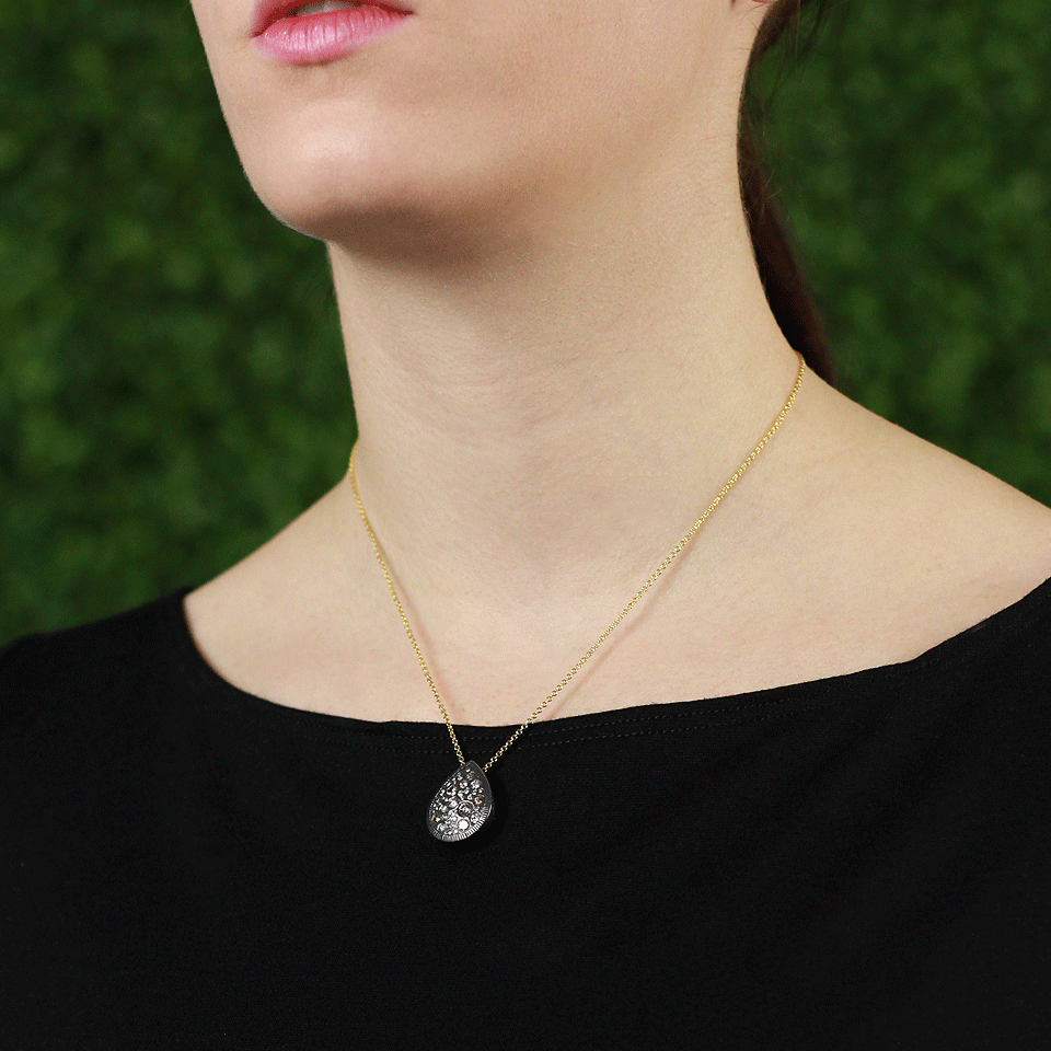 TODD REED-Diamond Teardrop Pendant Necklace-YELLOW GOLD