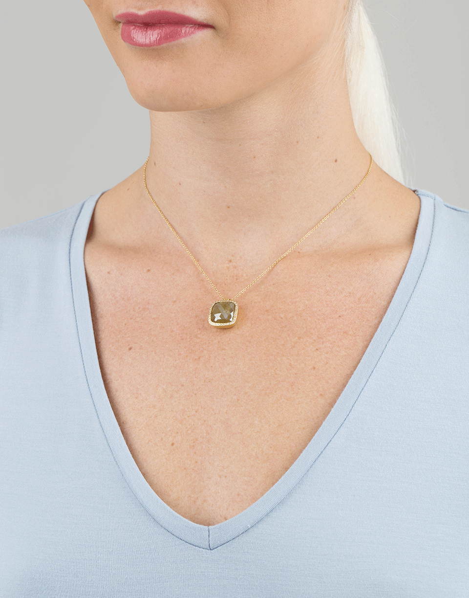 TODD REED-Green And Yellow Fancy Diamond Pendant Necklace-YELLOW GOLD