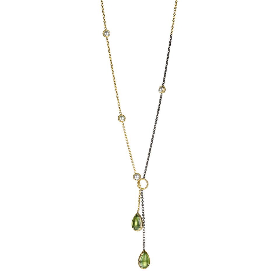 TODD REED-Pear Shape Tourmaline Necklace-YELLOW GOLD