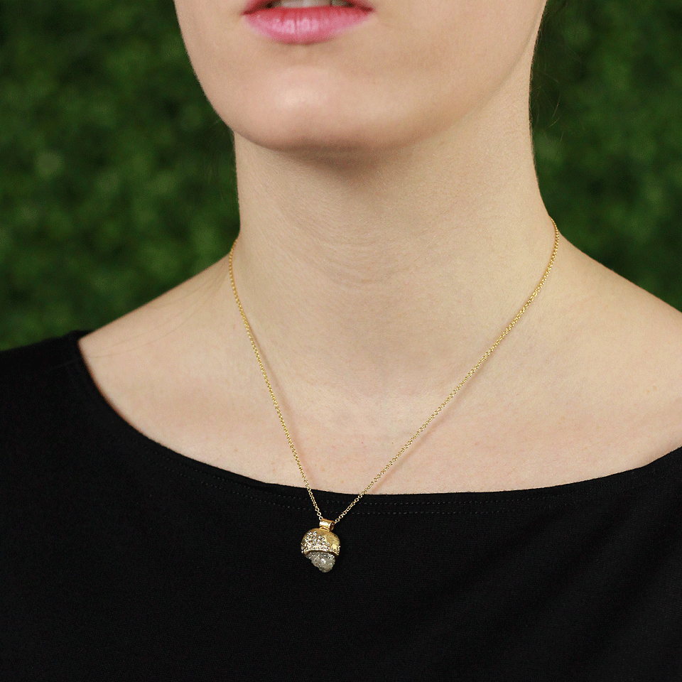 TODD REED-Raw Diamond Pendant Necklace-YELLOW GOLD