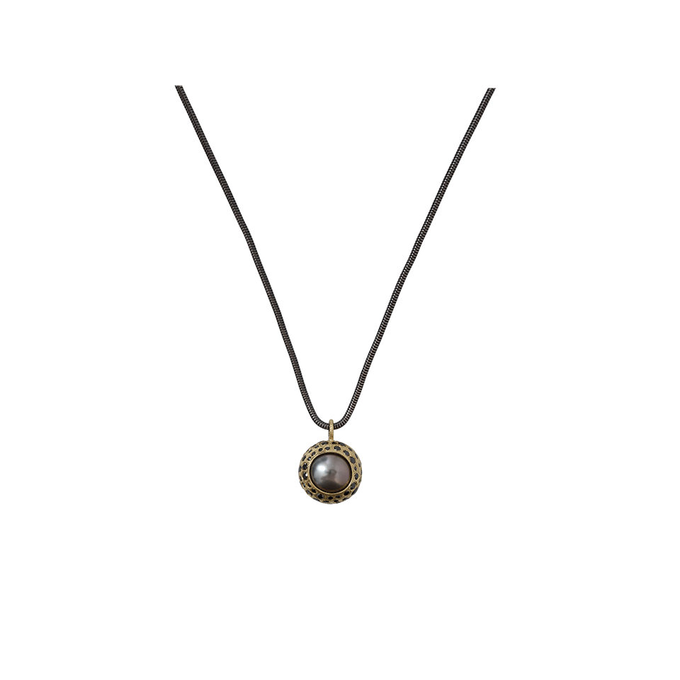 TODD REED-Tahitian Pearl And Diamond Pendant Necklace-YELLOW GOLD