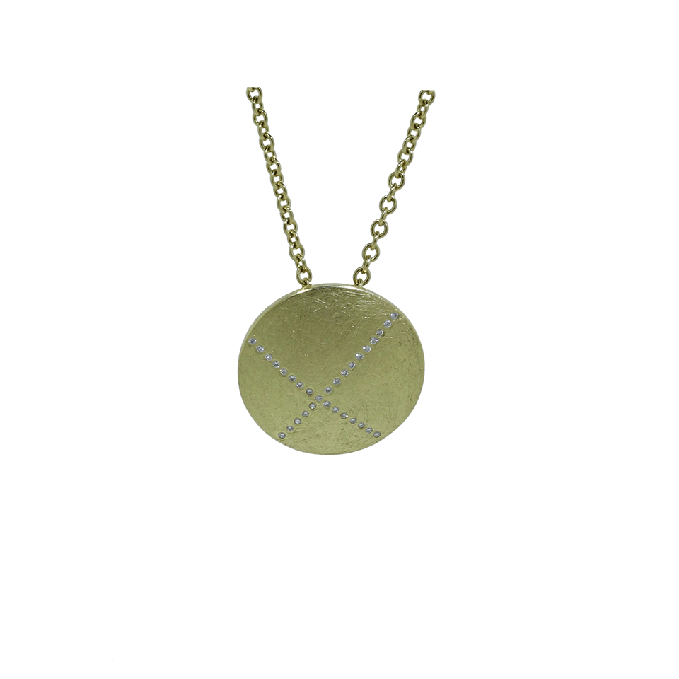 TODD REED-White Brilliant Cut Diamond Pendant Necklace-YELLOW GOLD