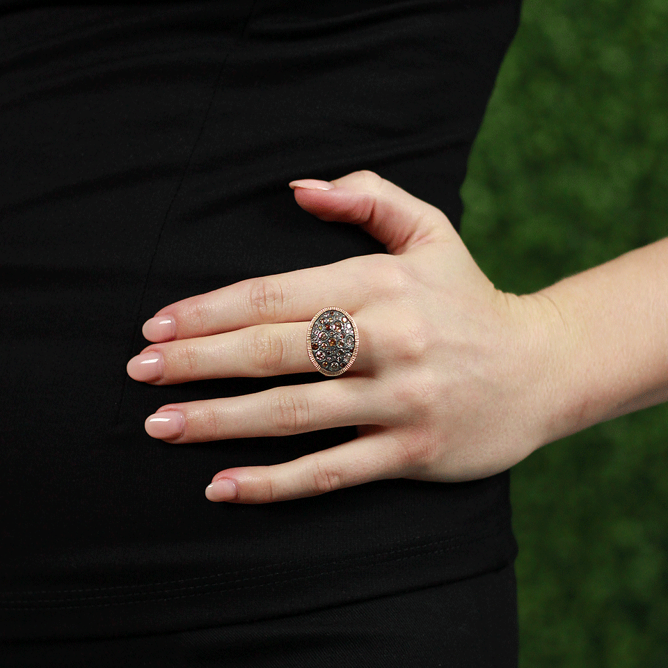 TODD REED-Autumn Diamond Pave Oval Ring-ROSE GOLD
