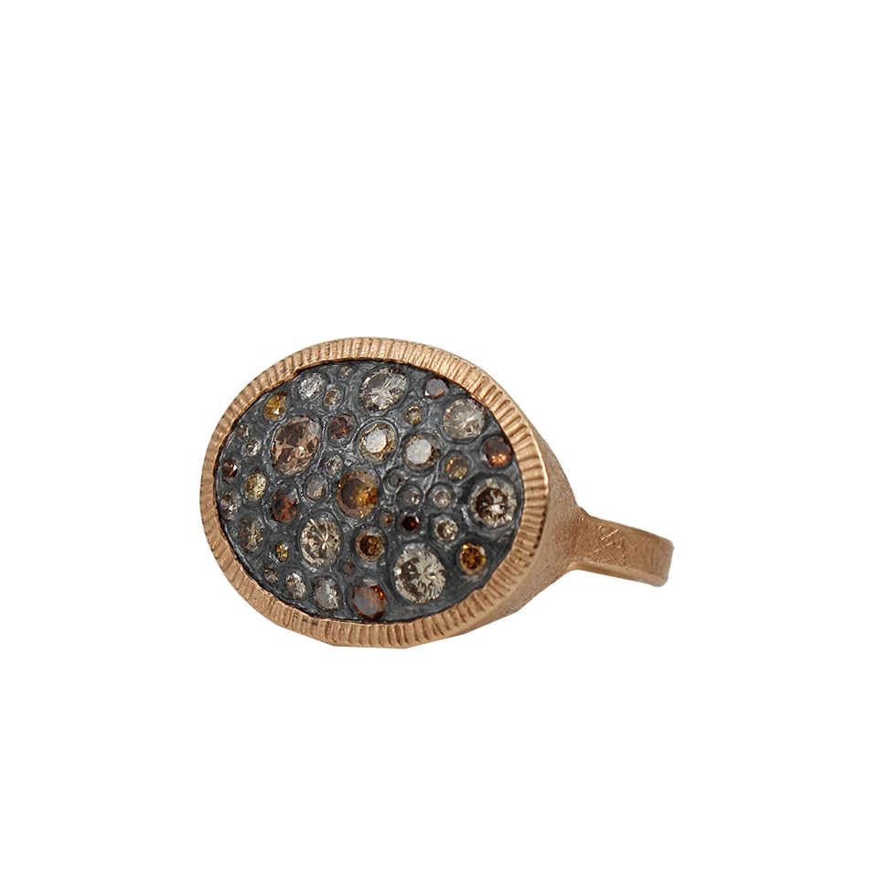 TODD REED-Autumn Diamond Pave Oval Ring-ROSE GOLD