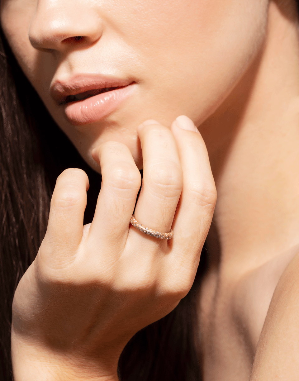 TODD REED-White Diamond Sprinkle Band-ROSE GOLD