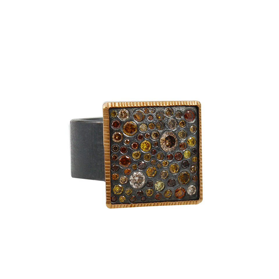 TODD REED-Autumn Diamond Pave Square Ring-ROSE GOLD