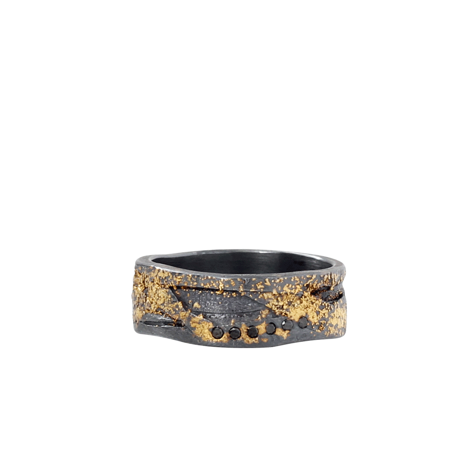TODD REED-Black Diamond And Gold Patina Ring-SILVER