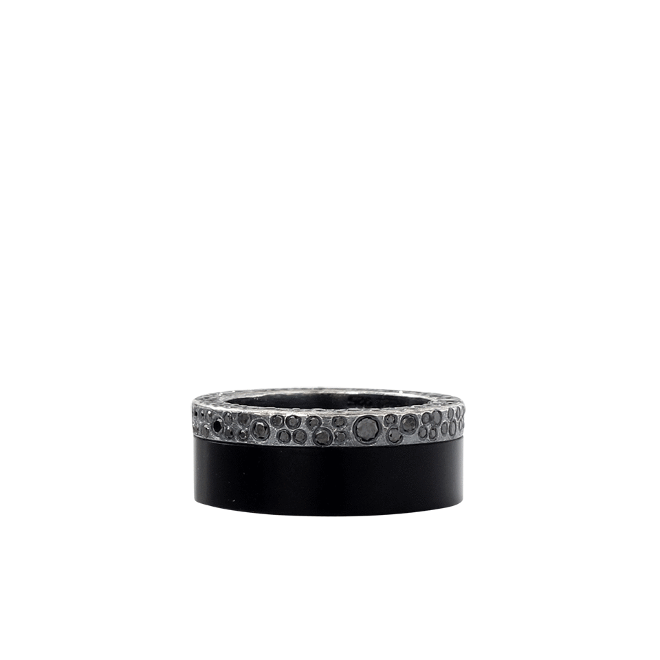 TODD REED-Black Jade And Diamond Ring-SILVER