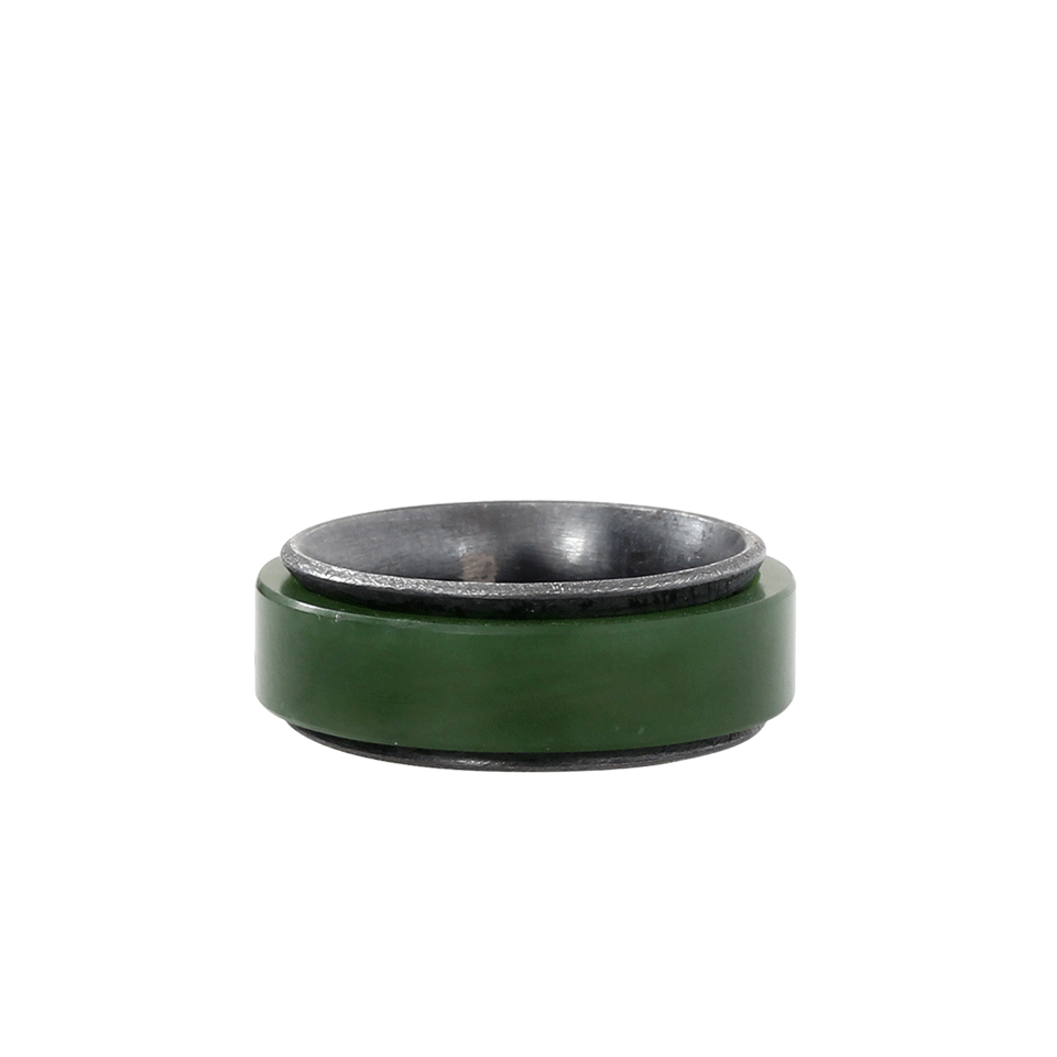 TODD REED-Men's Green Jade Spinner Ring-SILVER