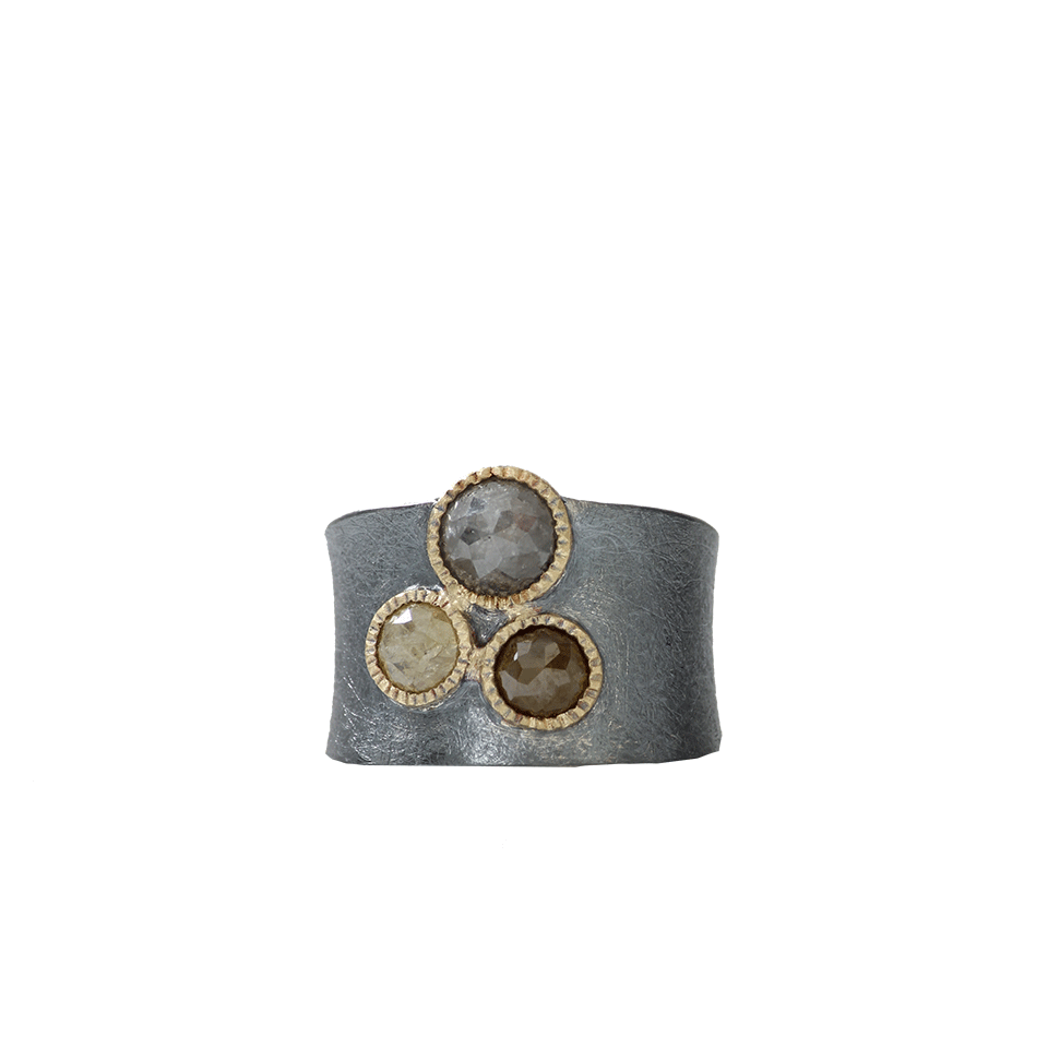 TODD REED-Natural Color Rose Cut Diamond Ring-SILVER