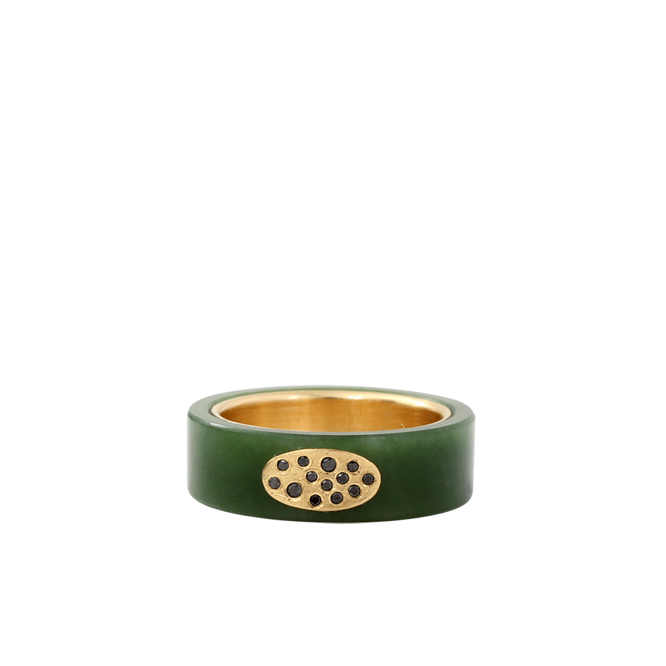 TODD REED-Jade And Black Diamond Ring-YELLOW GOLD