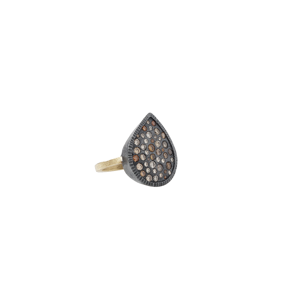 TODD REED-Mixed Diamond Pear Ring-YELLOW GOLD