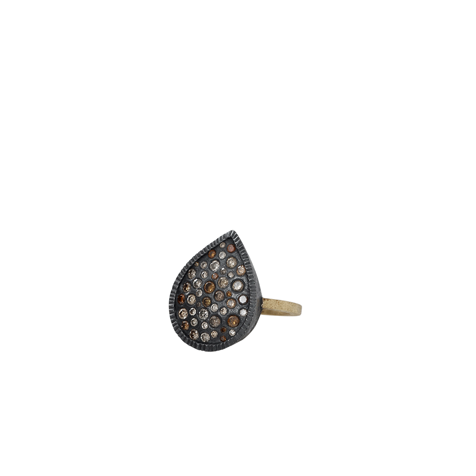 TODD REED-Mixed Diamond Pear Ring-YELLOW GOLD