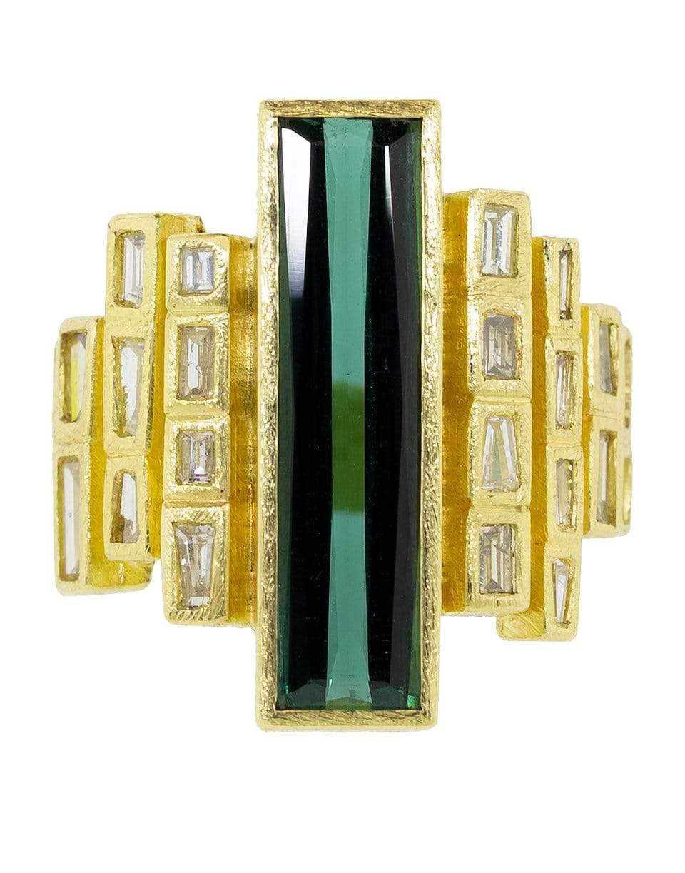 TODD REED-Tourmaline and Diamond Ring-YELLOW GOLD