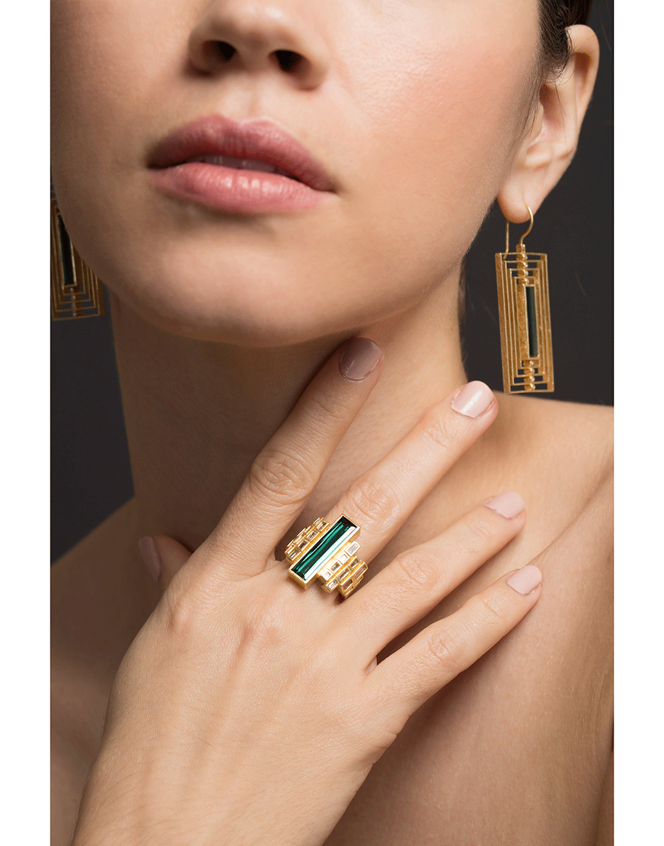 TODD REED-Tourmaline and Diamond Ring-YELLOW GOLD