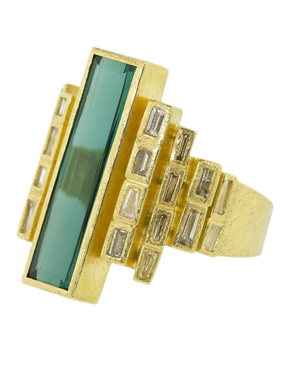 TODD REED-Tourmaline and Diamond Ring-YELLOW GOLD