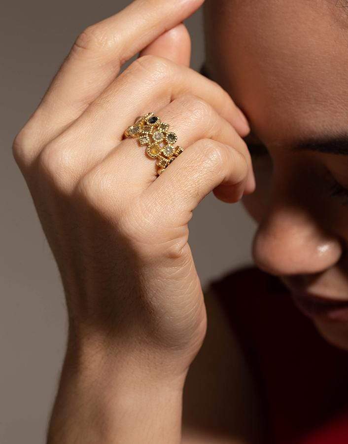 TODD REED-Diamond Cluster Band Ring-YELLOW GOLD