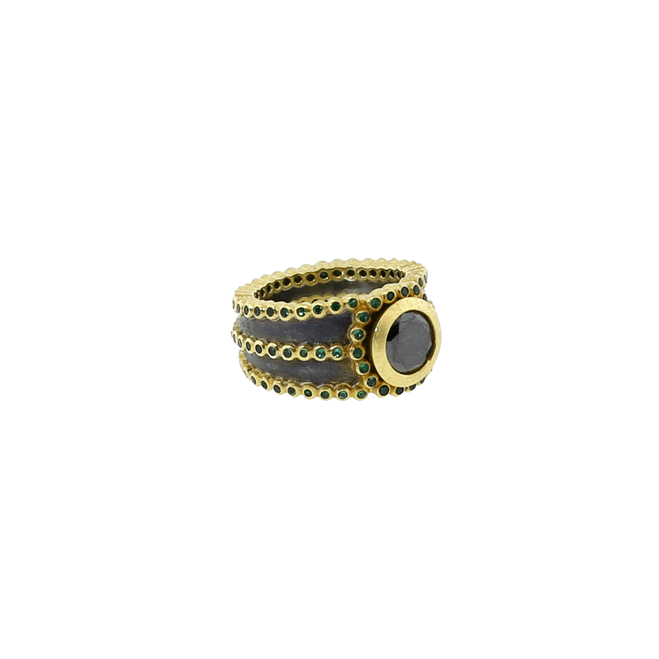 TODD REED-Black Diamond Ring-YELLOW GOLD