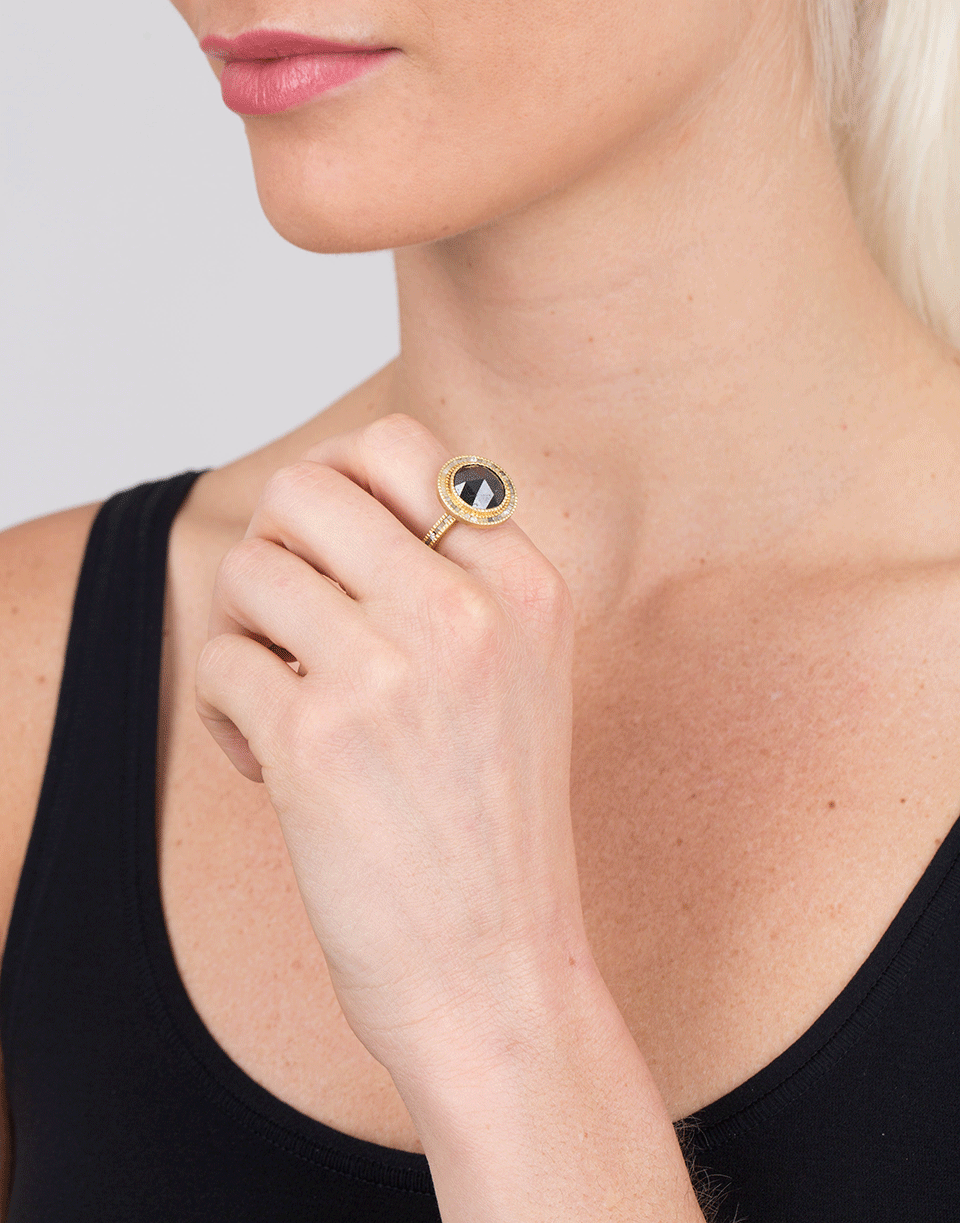 TODD REED-Black Diamond Ring-YELLOW GOLD