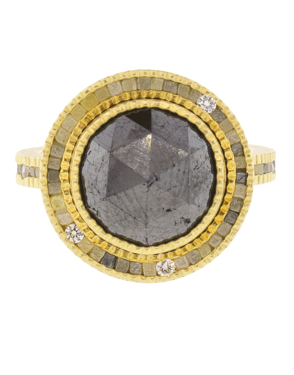 TODD REED-Black Diamond Ring-YELLOW GOLD