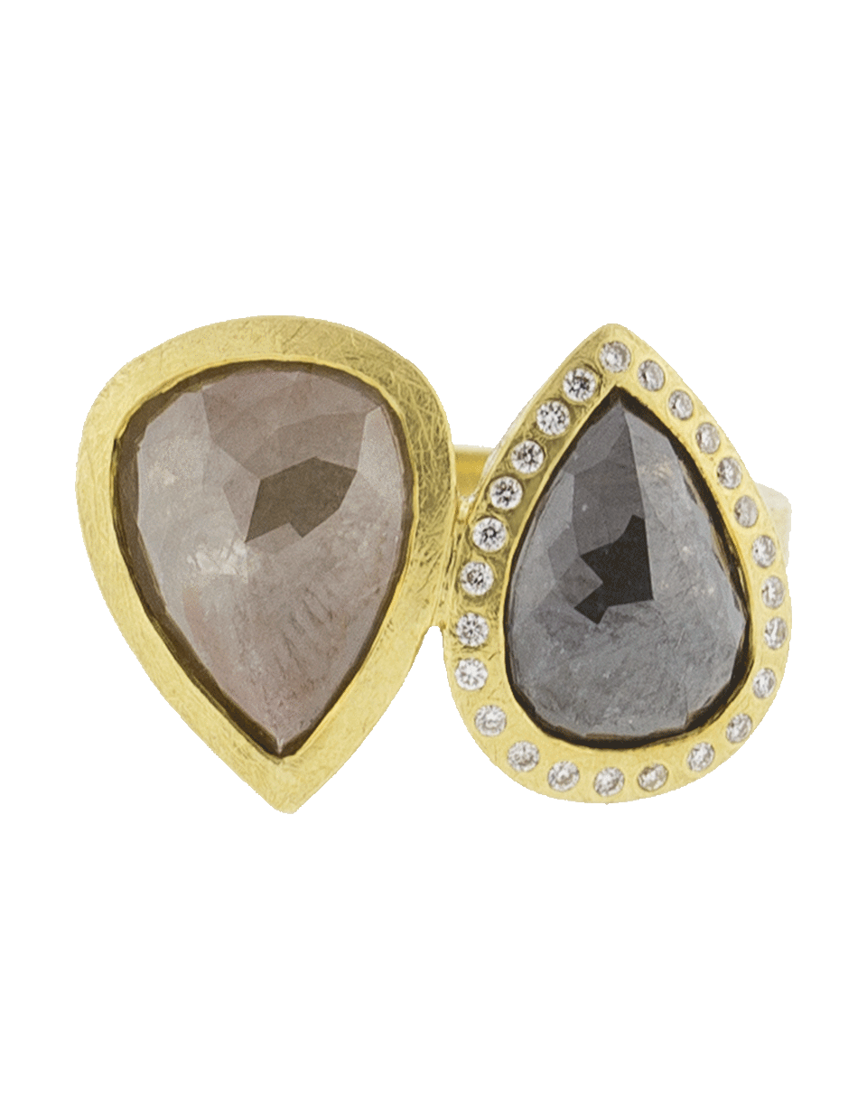 TODD REED-Grey And Black Fancy Diamond Ring-YELLOW GOLD
