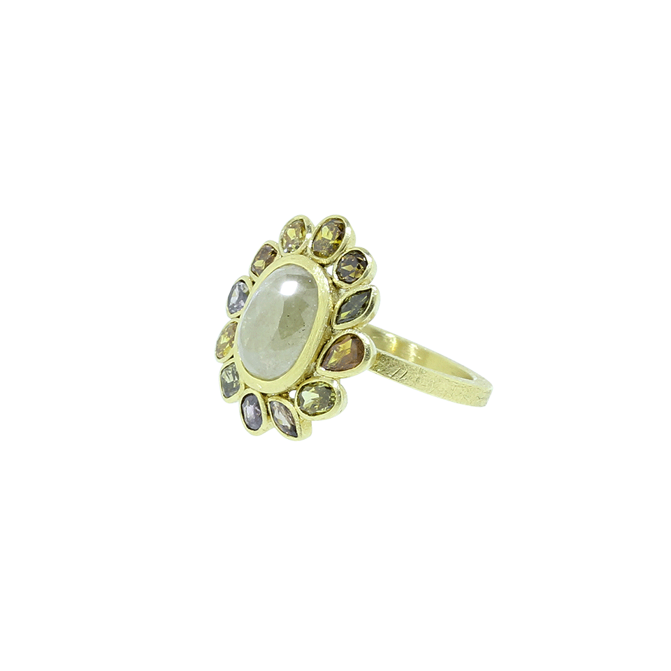 TODD REED-Grey And White Fancy Cut Diamond Ring-YELLOW GOLD