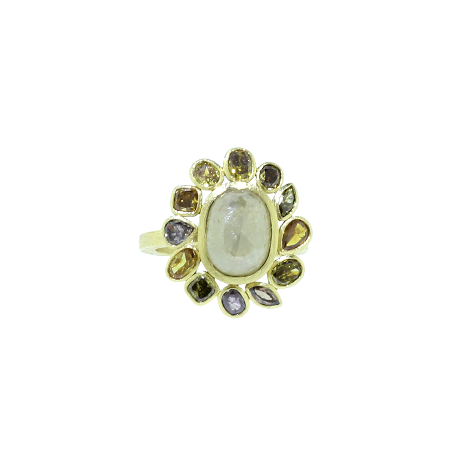 TODD REED-Grey And White Fancy Cut Diamond Ring-YELLOW GOLD