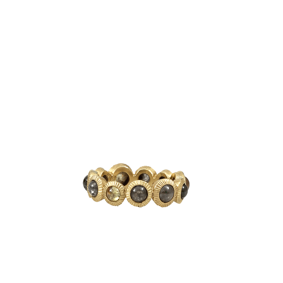 TODD REED-Cabachon Diamond Eternity Ring-YELLOW GOLD