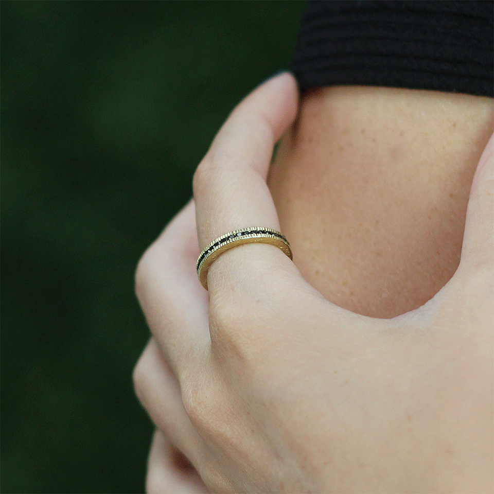 TODD REED-Channel Set Black Diamond Eternity Ring-YELLOW GOLD