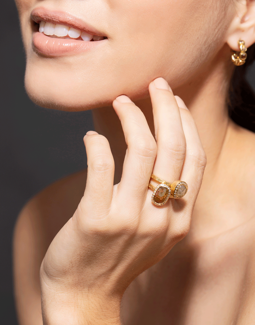 TODD REED-Fancy Cut Red Diamond Ring-YELLOW GOLD