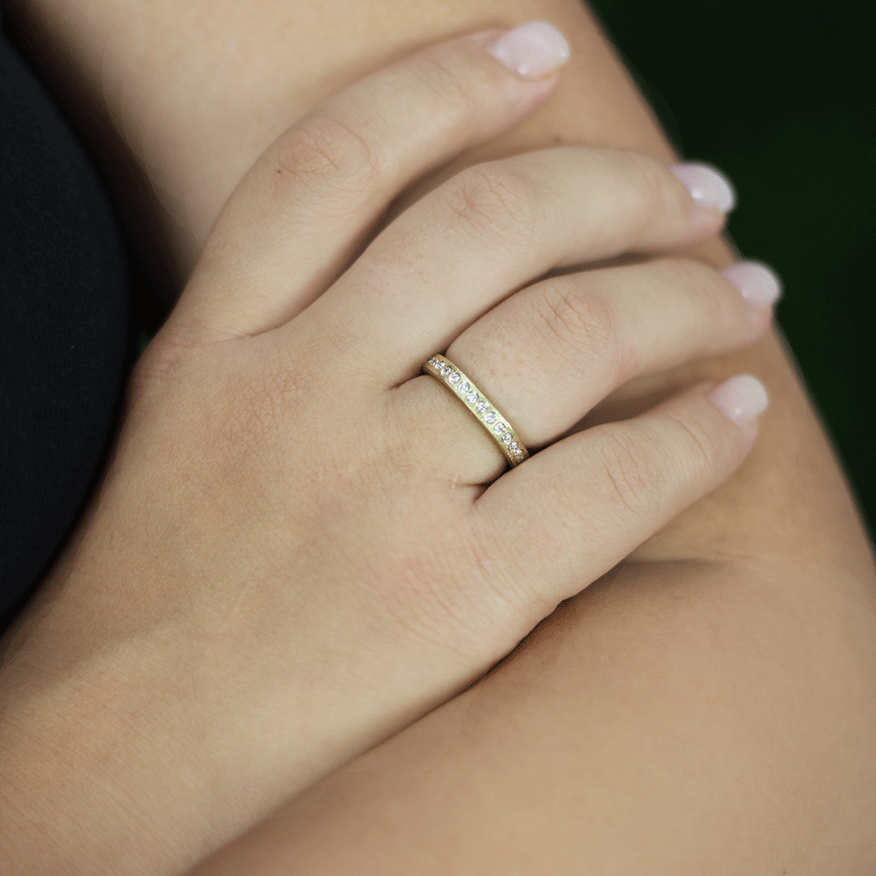 TODD REED-Flush Set White Diamond Eternity Band-YELLOW GOLD