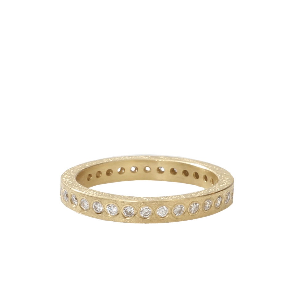 TODD REED-Flush Set White Diamond Eternity Band-YELLOW GOLD