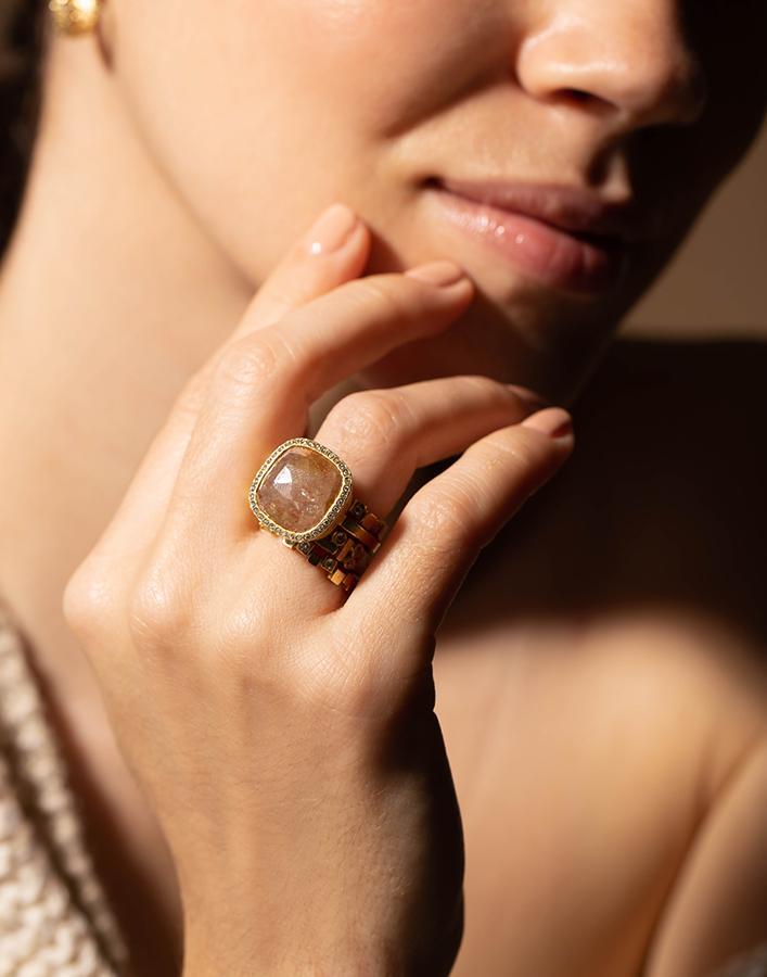 TODD REED-Pink Fancy Diamond Cocktail Ring-YELLOW GOLD