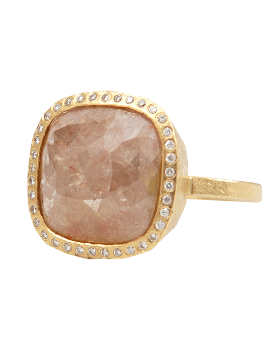 TODD REED-Pink Fancy Diamond Cocktail Ring-YELLOW GOLD