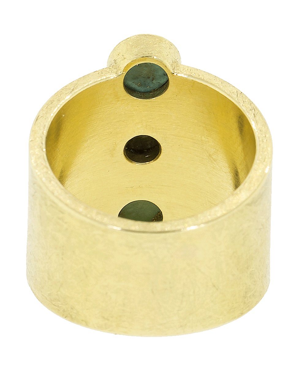 TODD REED-Rose Cut Black Diamond And Cabachon Turquoise Ring-YELLOW GOLD