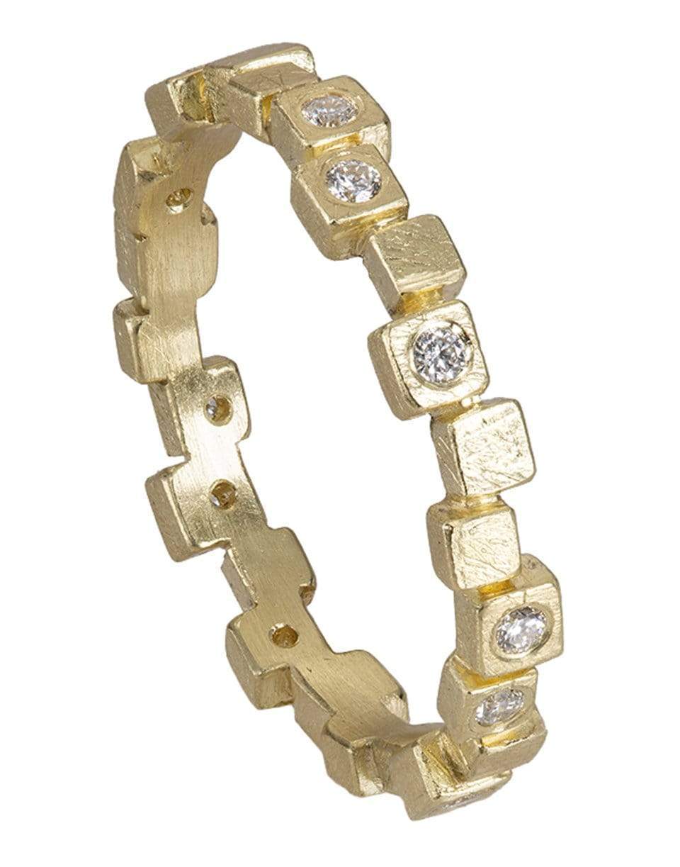 TODD REED-White Diamond Cube Band-YELLOW GOLD